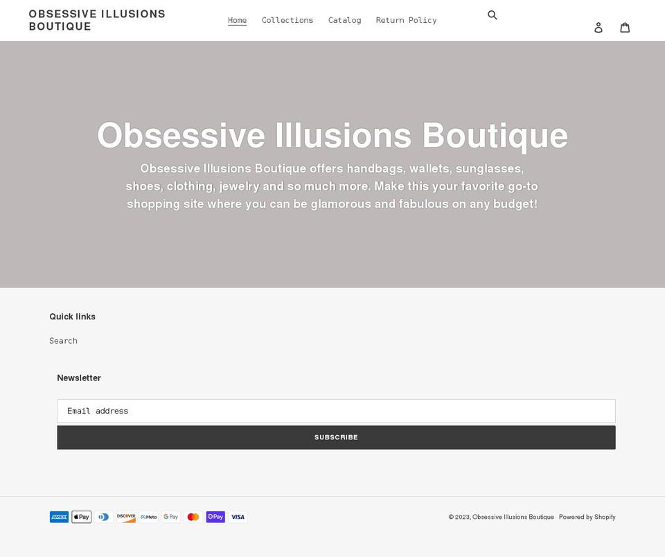 obsessiveillusions.com shopify website screenshot