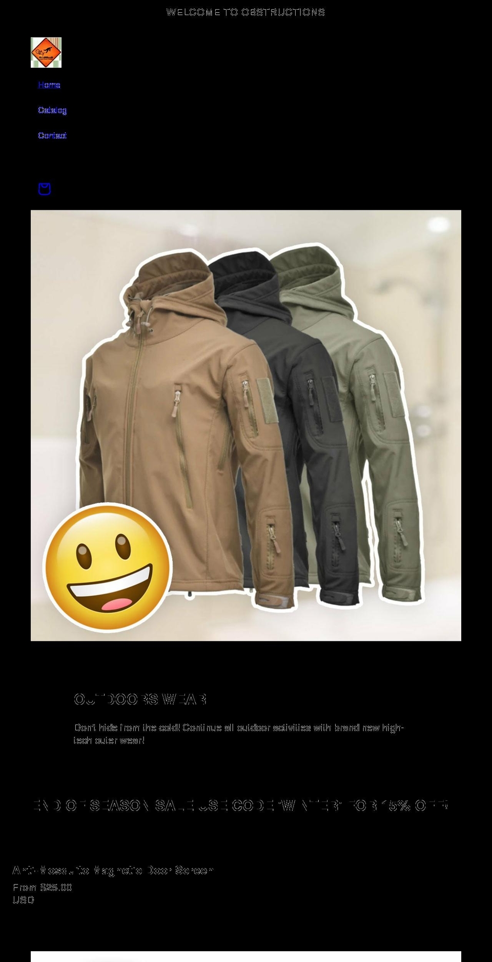 obstructions.net shopify website screenshot