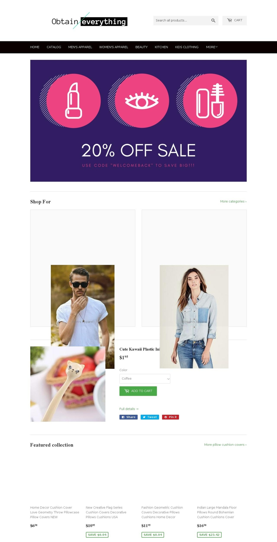 obtaineverything.com — Shopify storefront screenshot