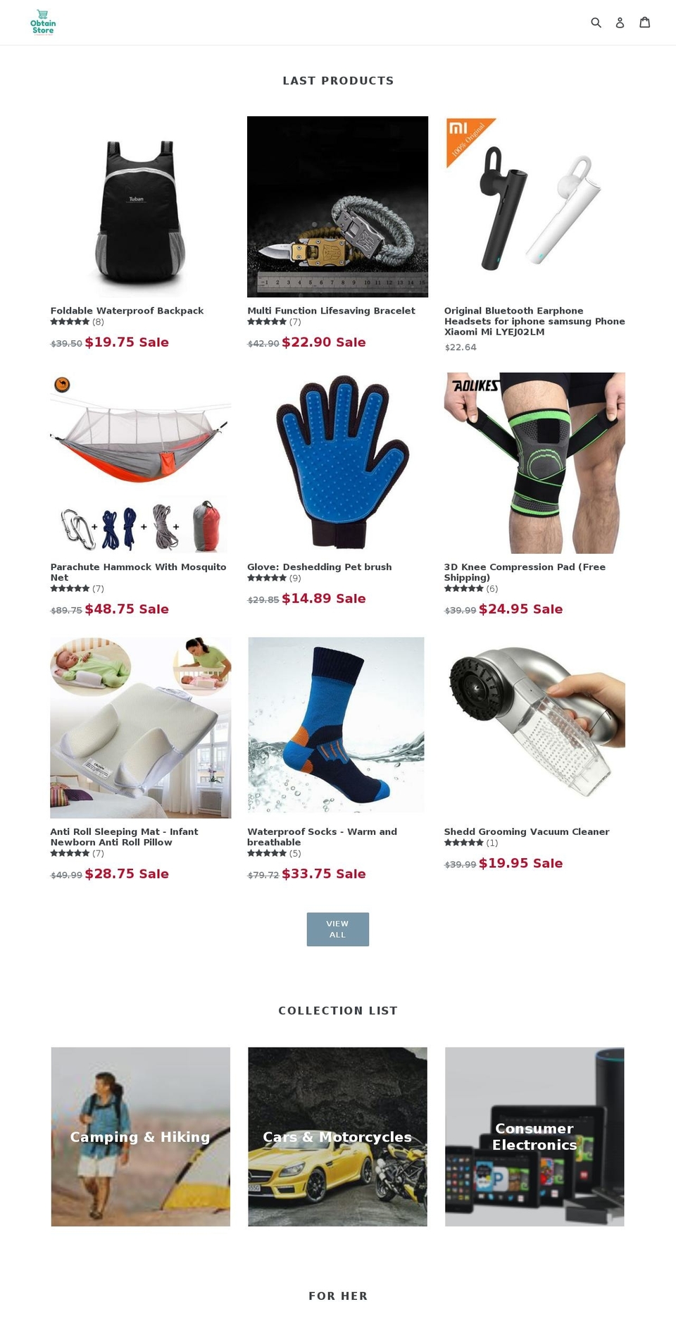 obtainstore.com — Shopify storefront screenshot