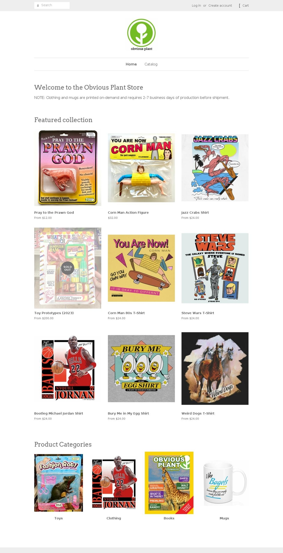 obvious-plant.myshopify.com — Shopify storefront screenshot