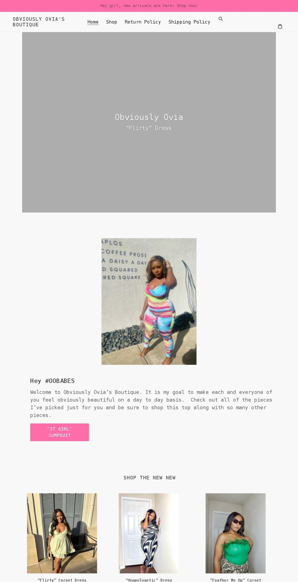 obviouslyovia.com shopify website screenshot