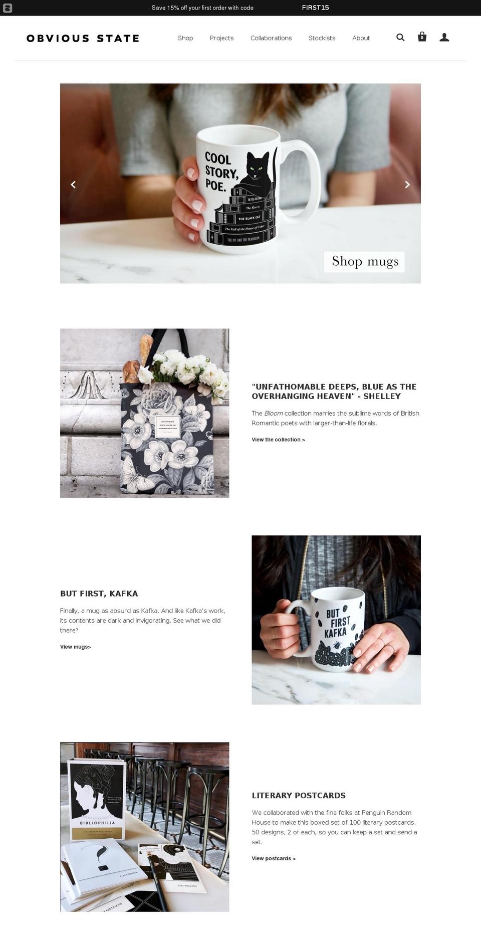 obviousstate.com shopify website screenshot