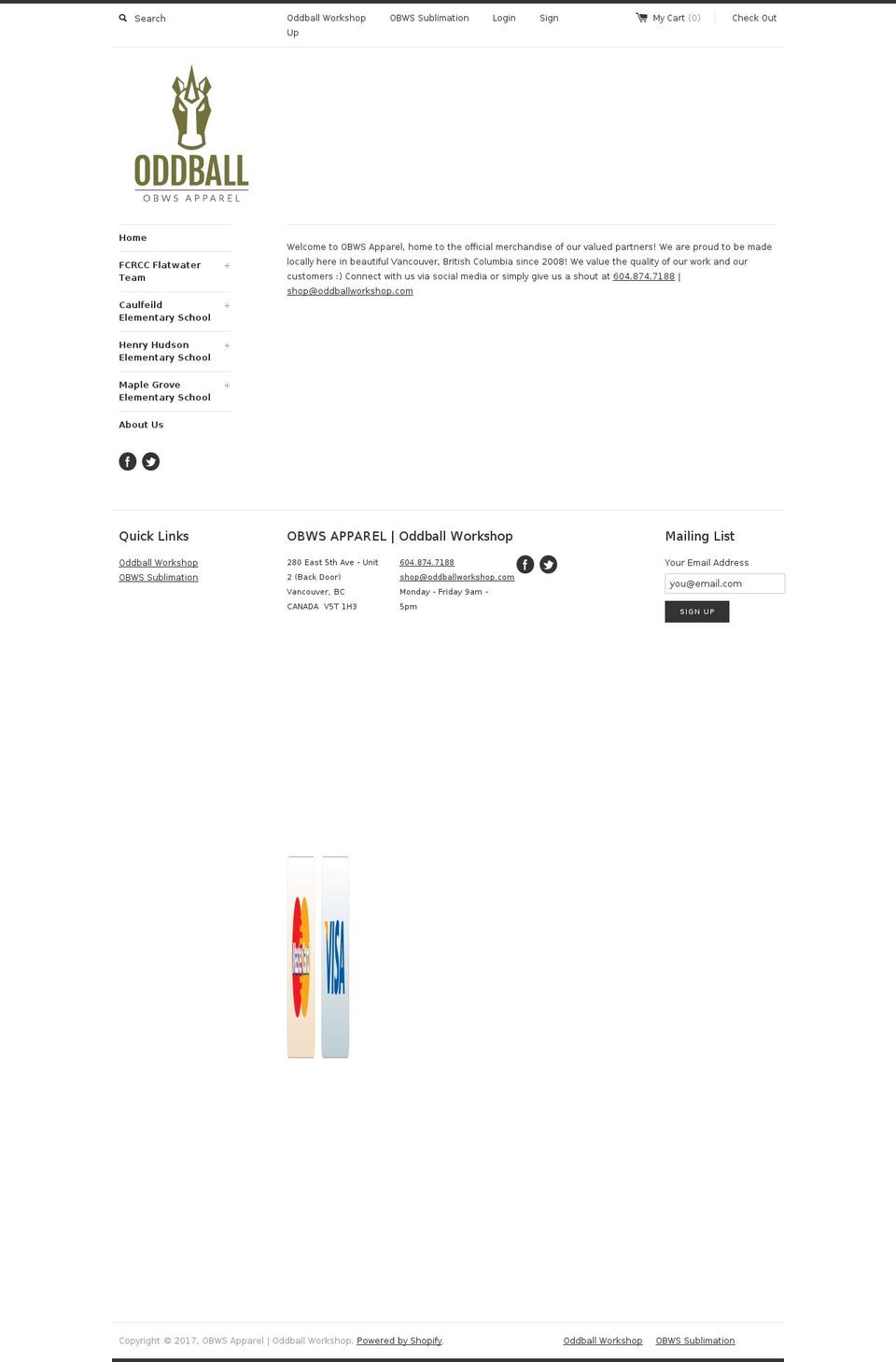 obwsapparel.com shopify website screenshot