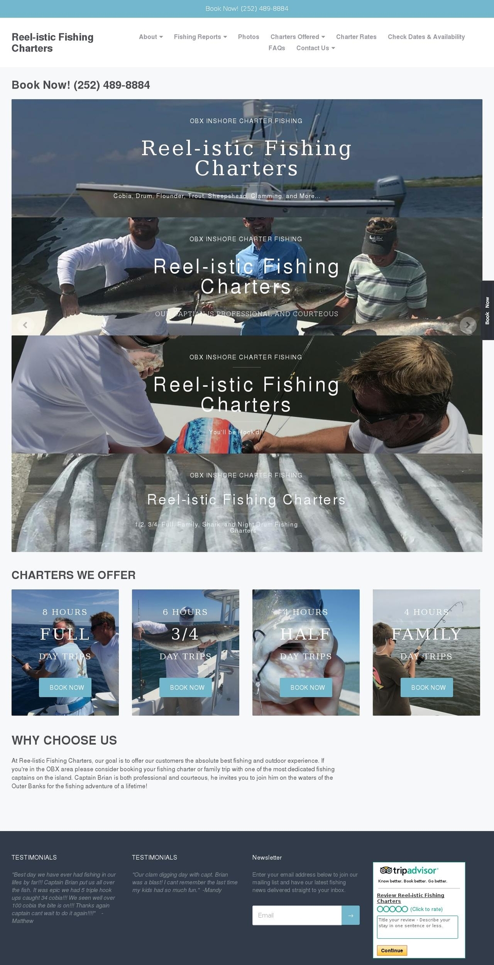 obxfishingcharter.com — Shopify storefront screenshot