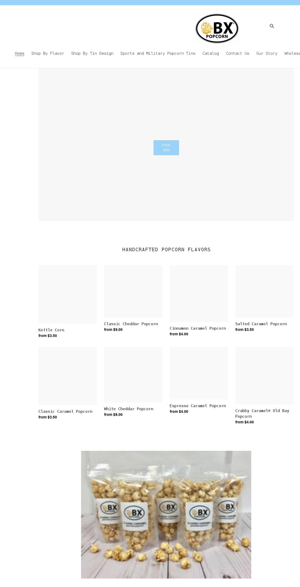 obxpopcorn.com shopify website screenshot
