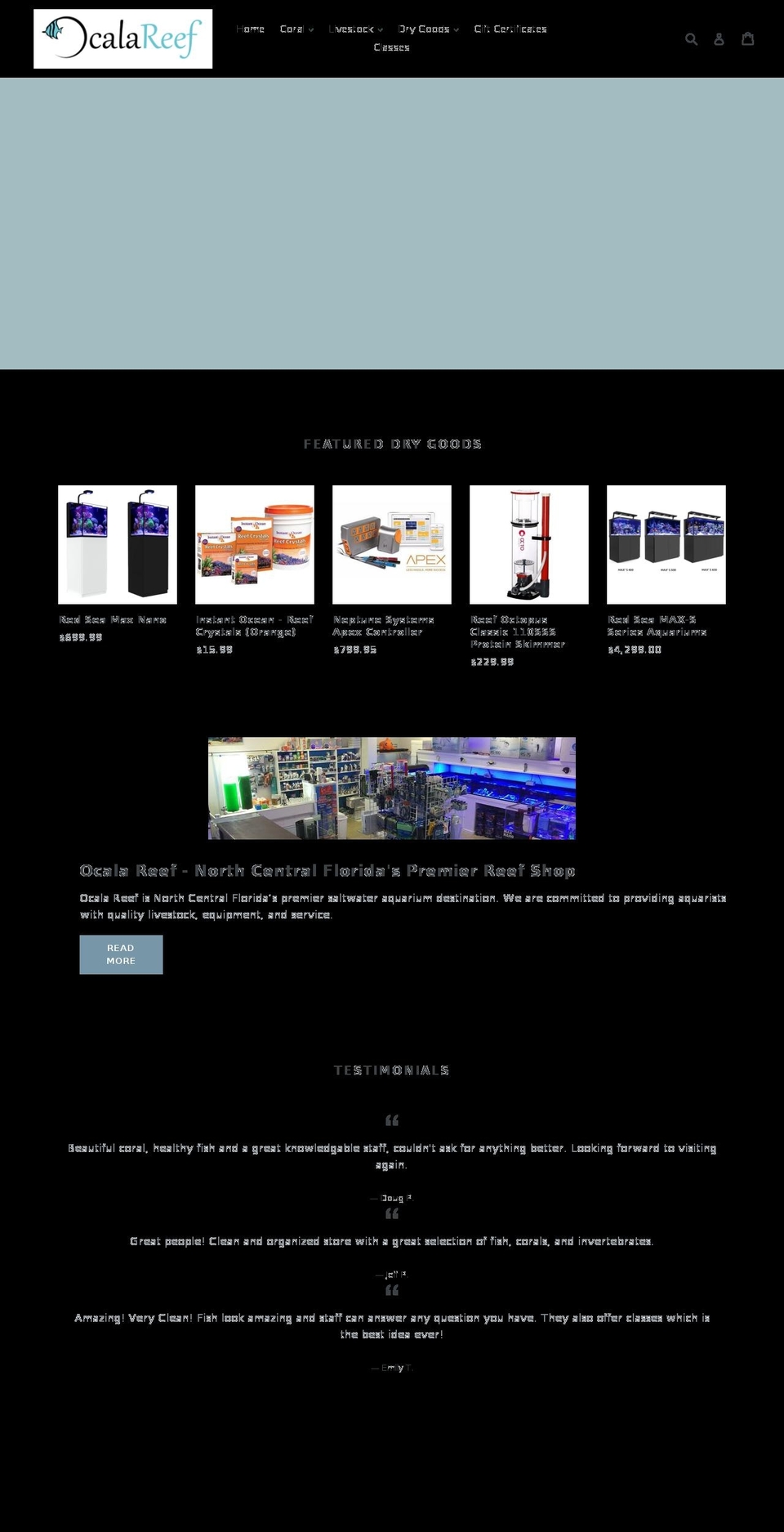 ocalareef.com shopify website screenshot