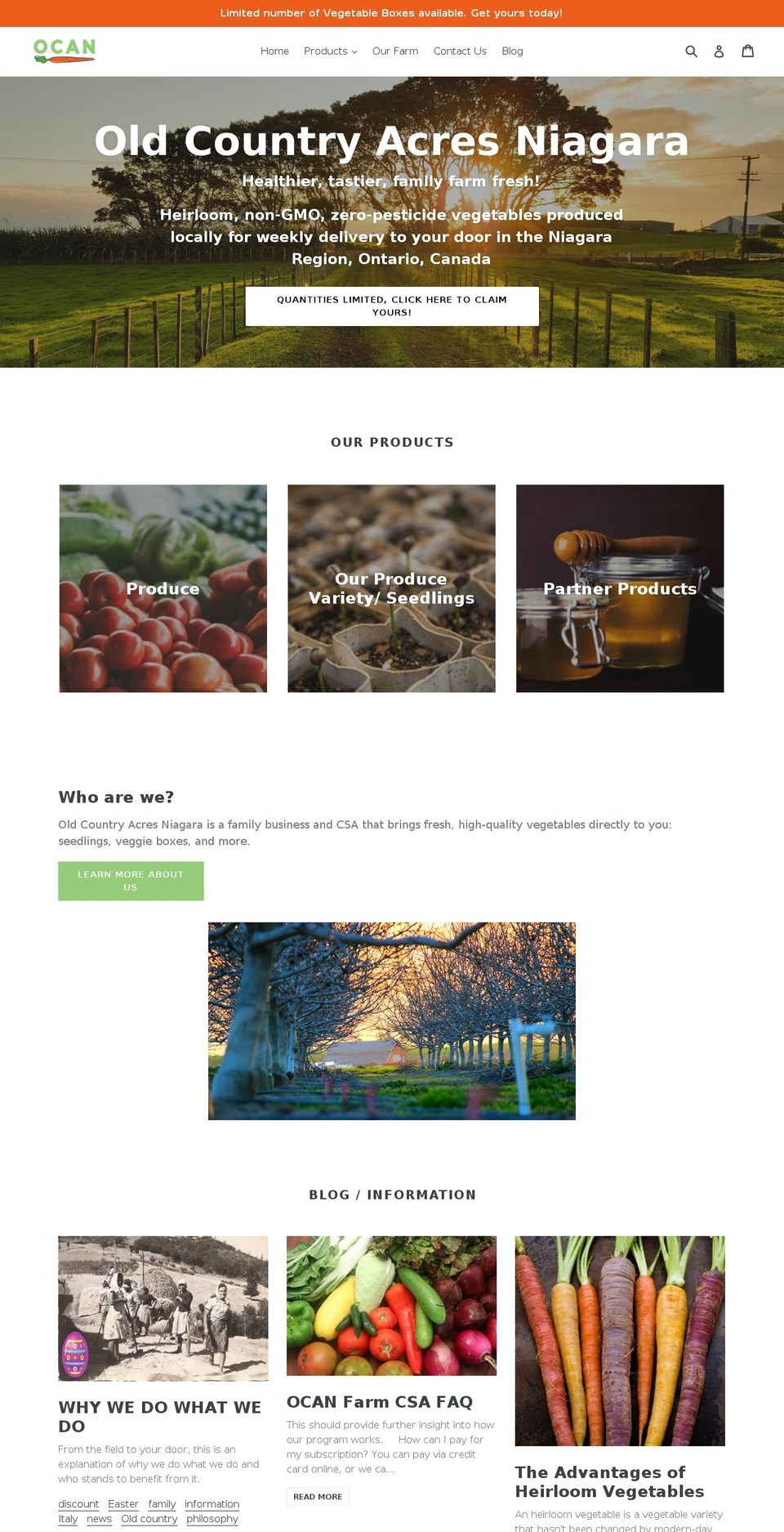 ocan.farm shopify website screenshot