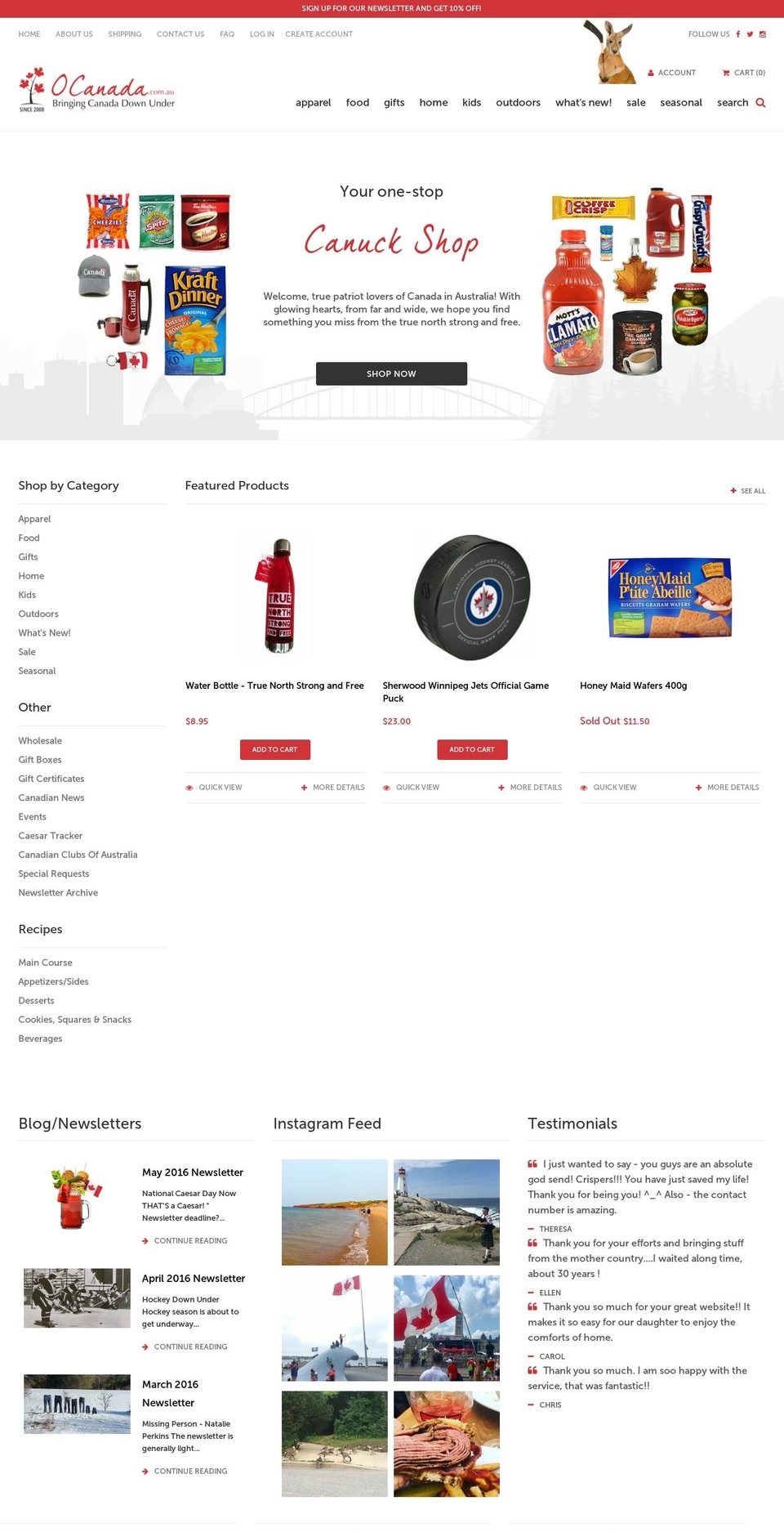 ocanada.com.au shopify website screenshot