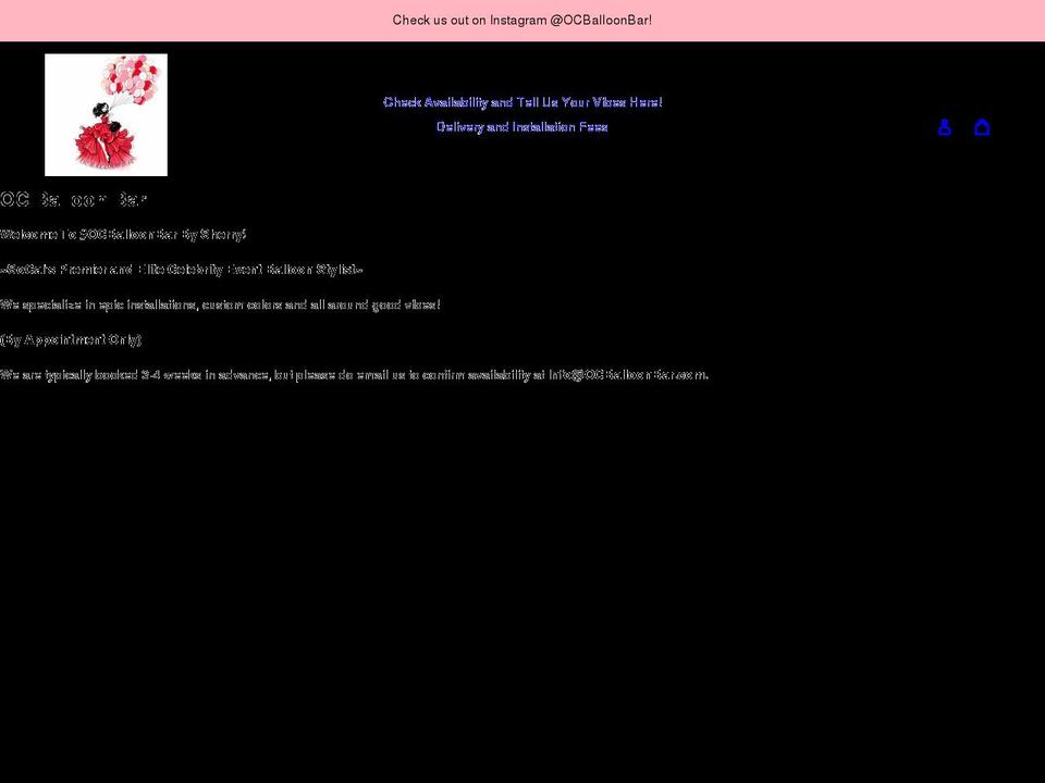 ocballoonbar.com — Shopify storefront screenshot