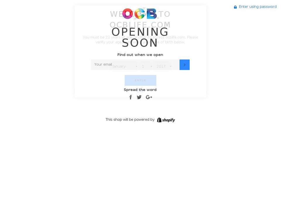 ocblife.com shopify website screenshot