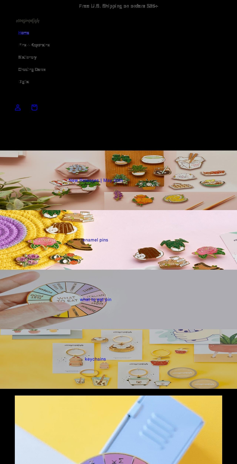 occasionalish.com — Shopify storefront screenshot