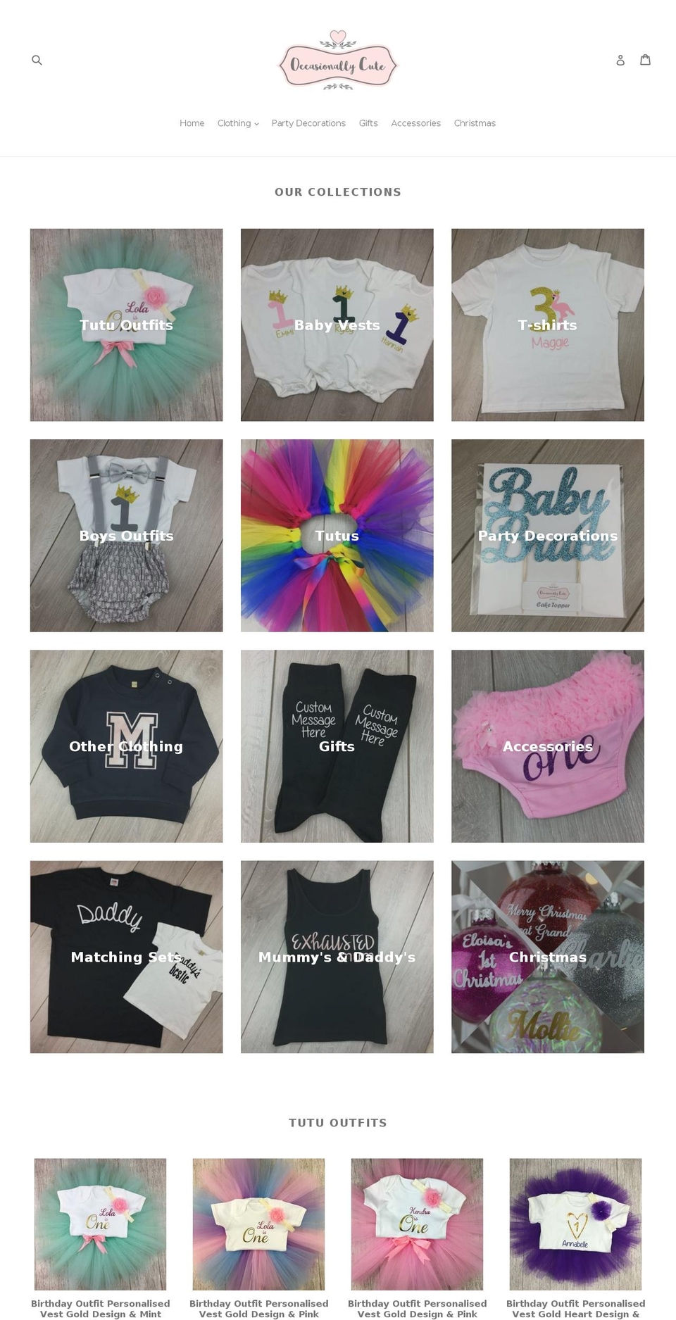 occasionallycute.com — Shopify storefront screenshot
