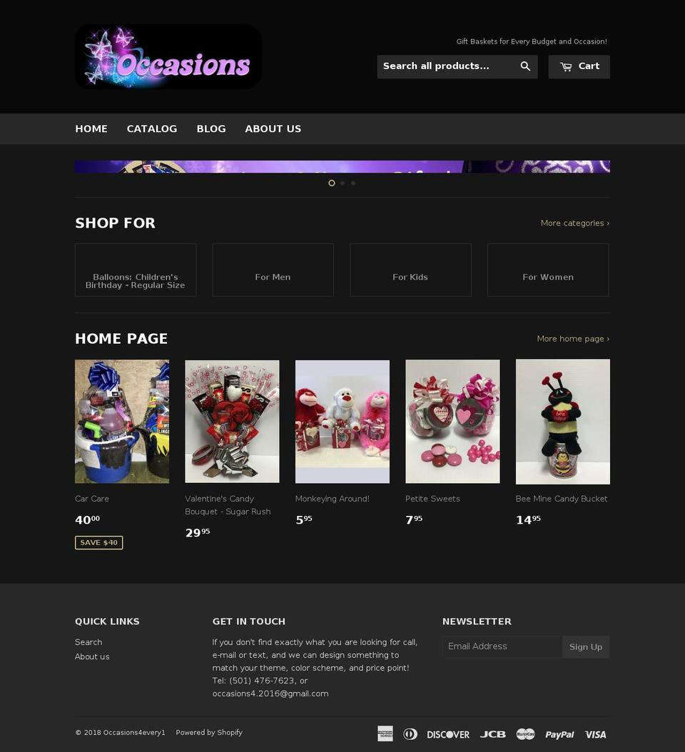 occasions4every1.com — Shopify storefront screenshot