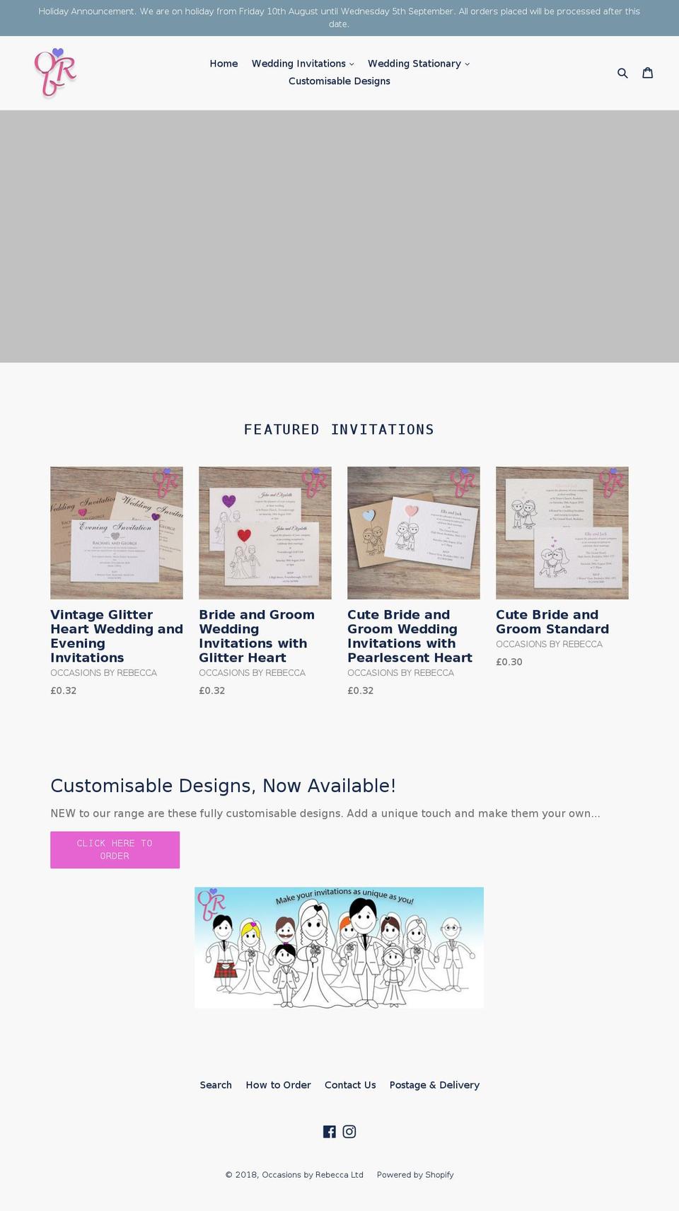 occasionsbyrebecca.com — Shopify storefront screenshot