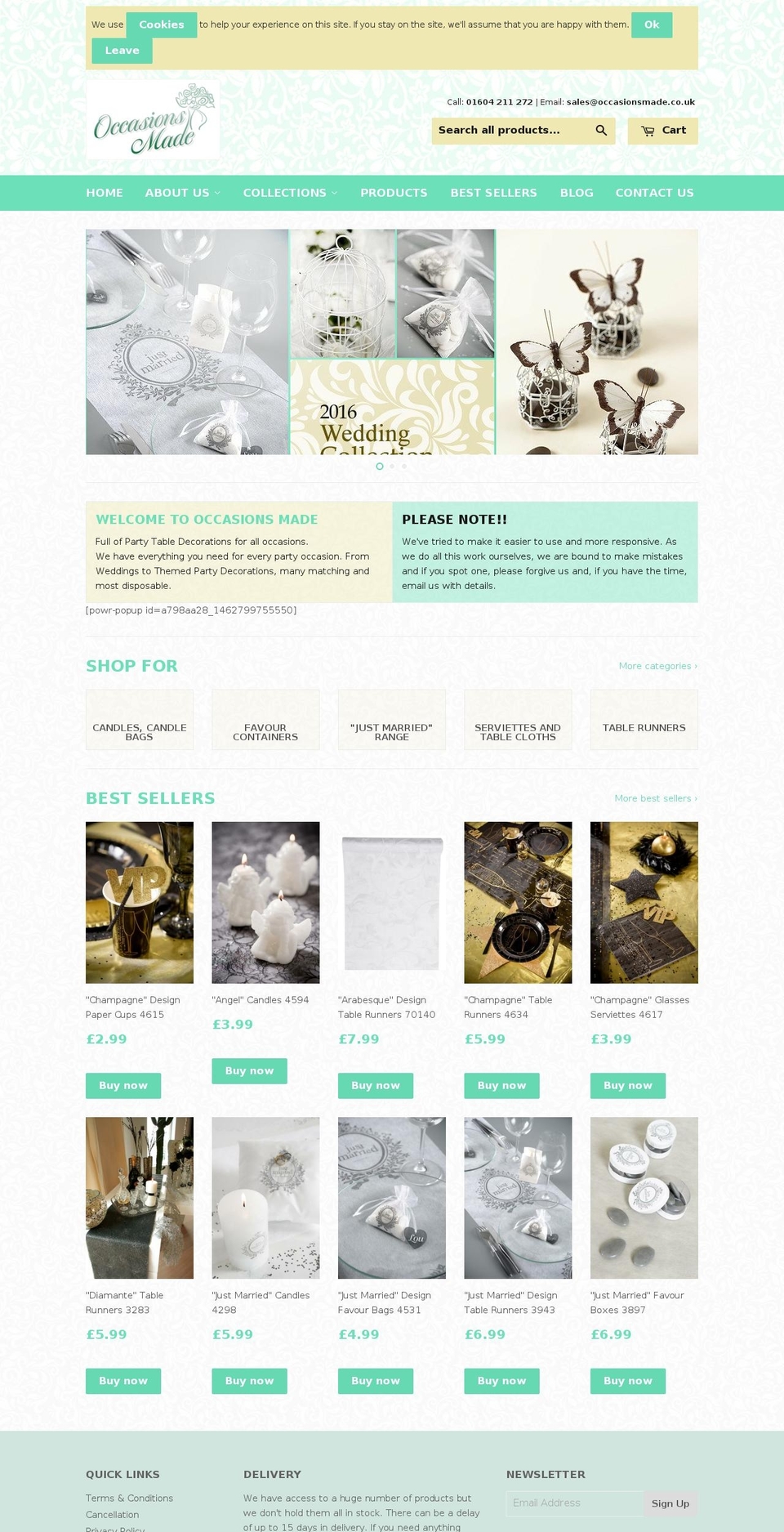 occasionsmade.com shopify website screenshot