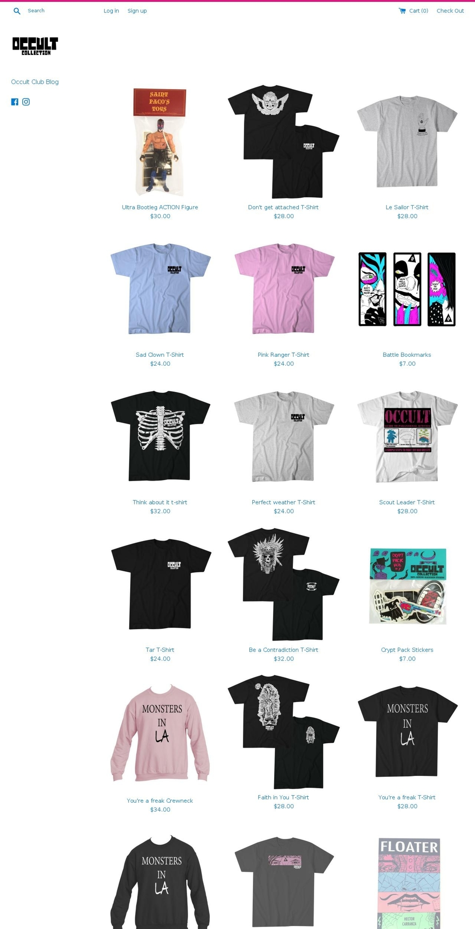 occultcollections.com shopify website screenshot