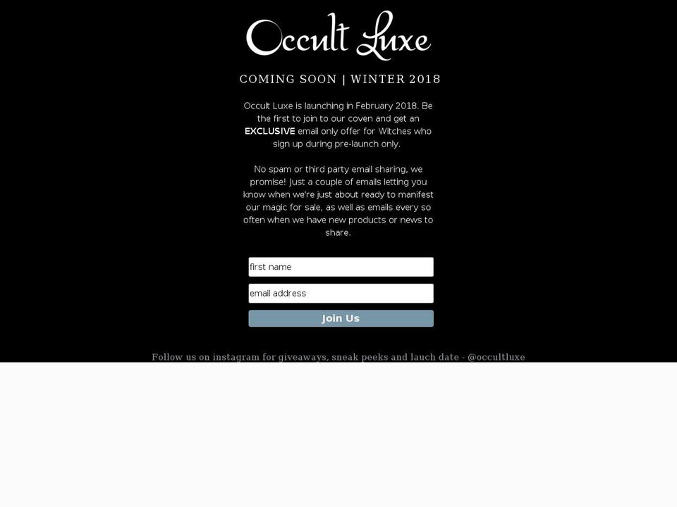 occultluxe.com — Shopify storefront screenshot