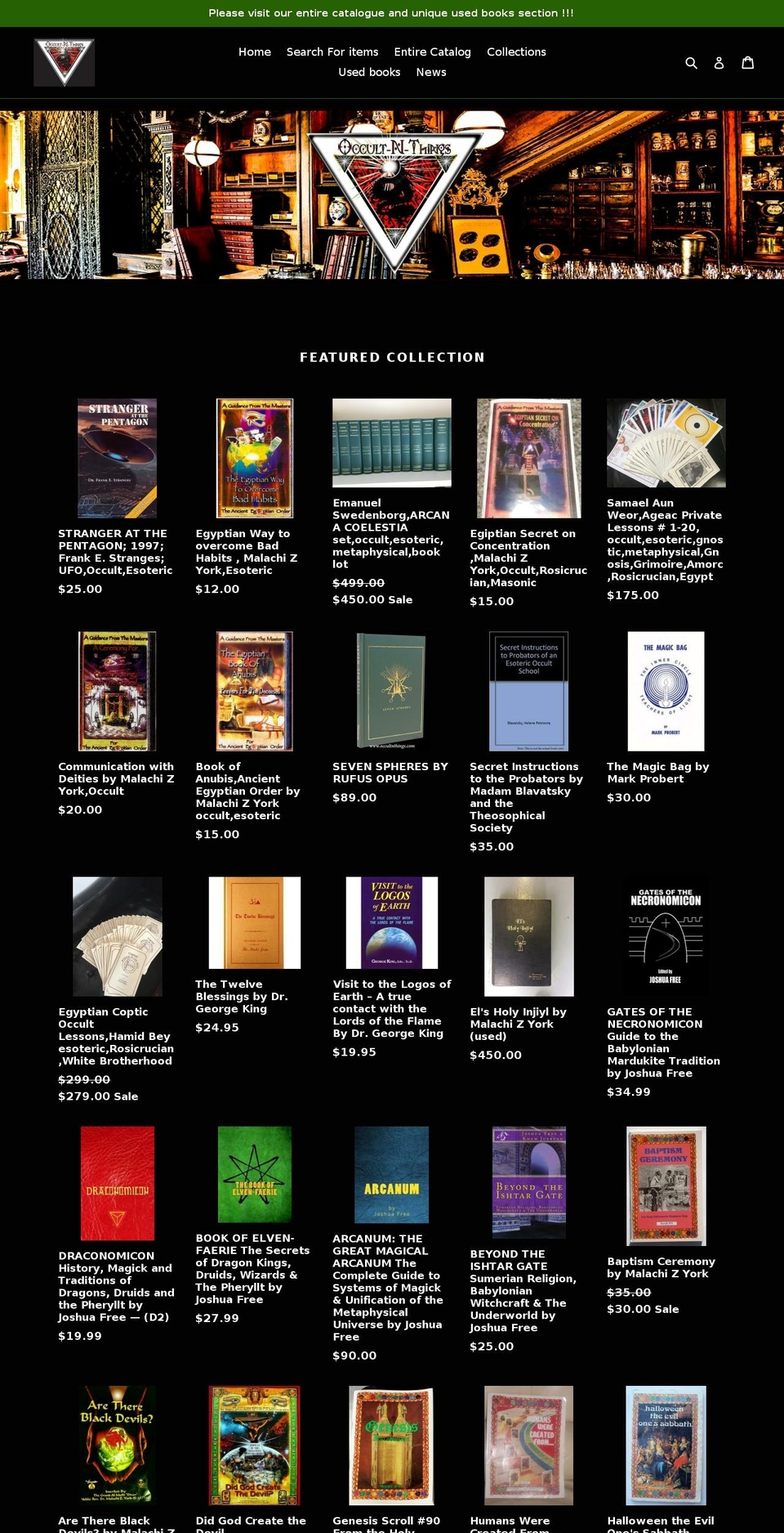 occultnthings.com — Shopify storefront screenshot