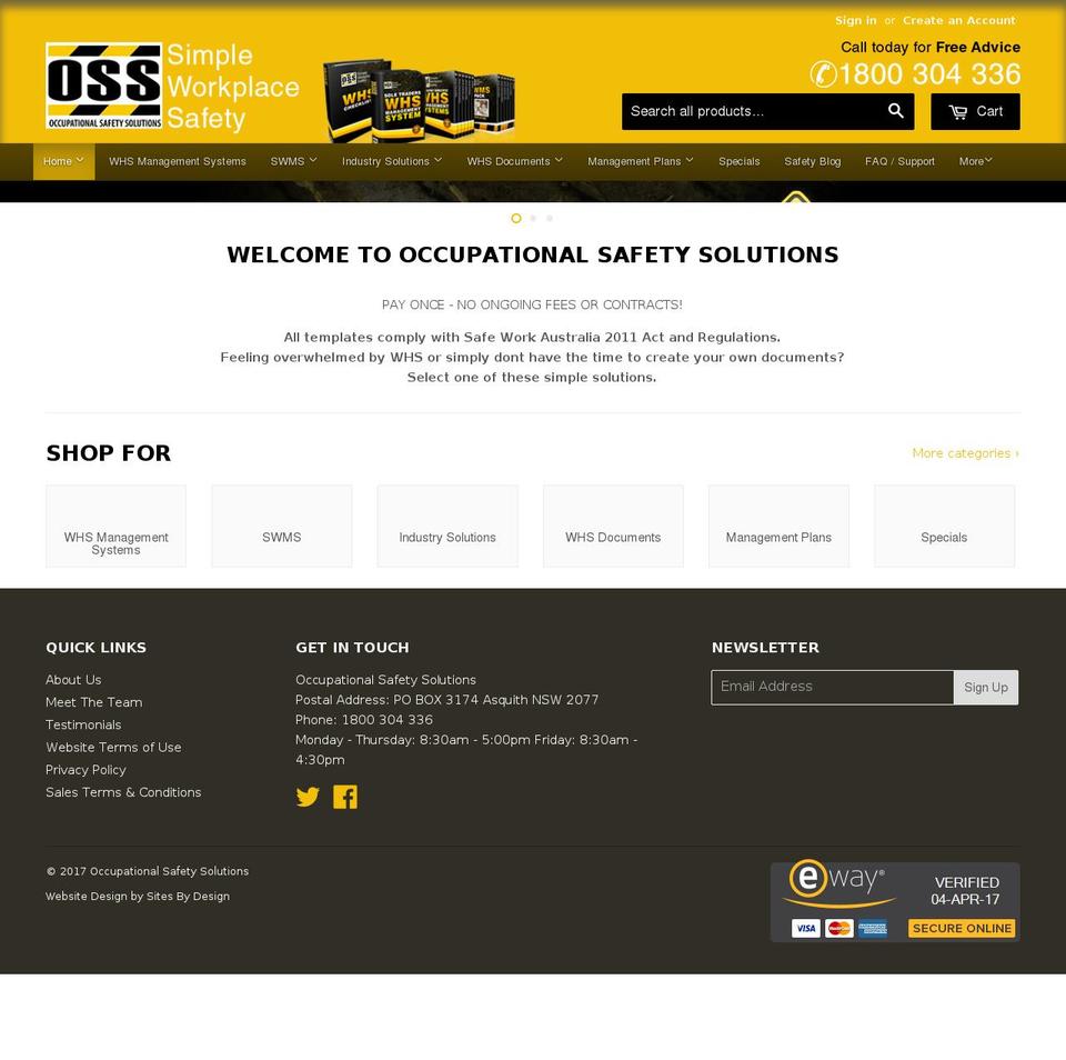 occupational-safety.com.au shopify website screenshot