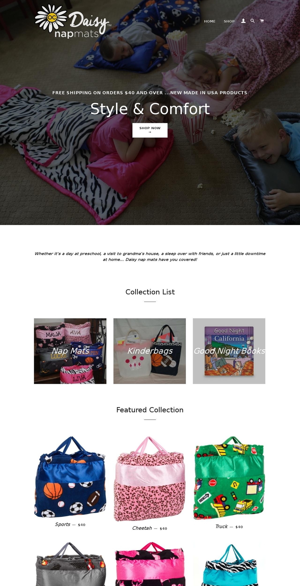 ocdaisynapmat.com — Shopify storefront screenshot