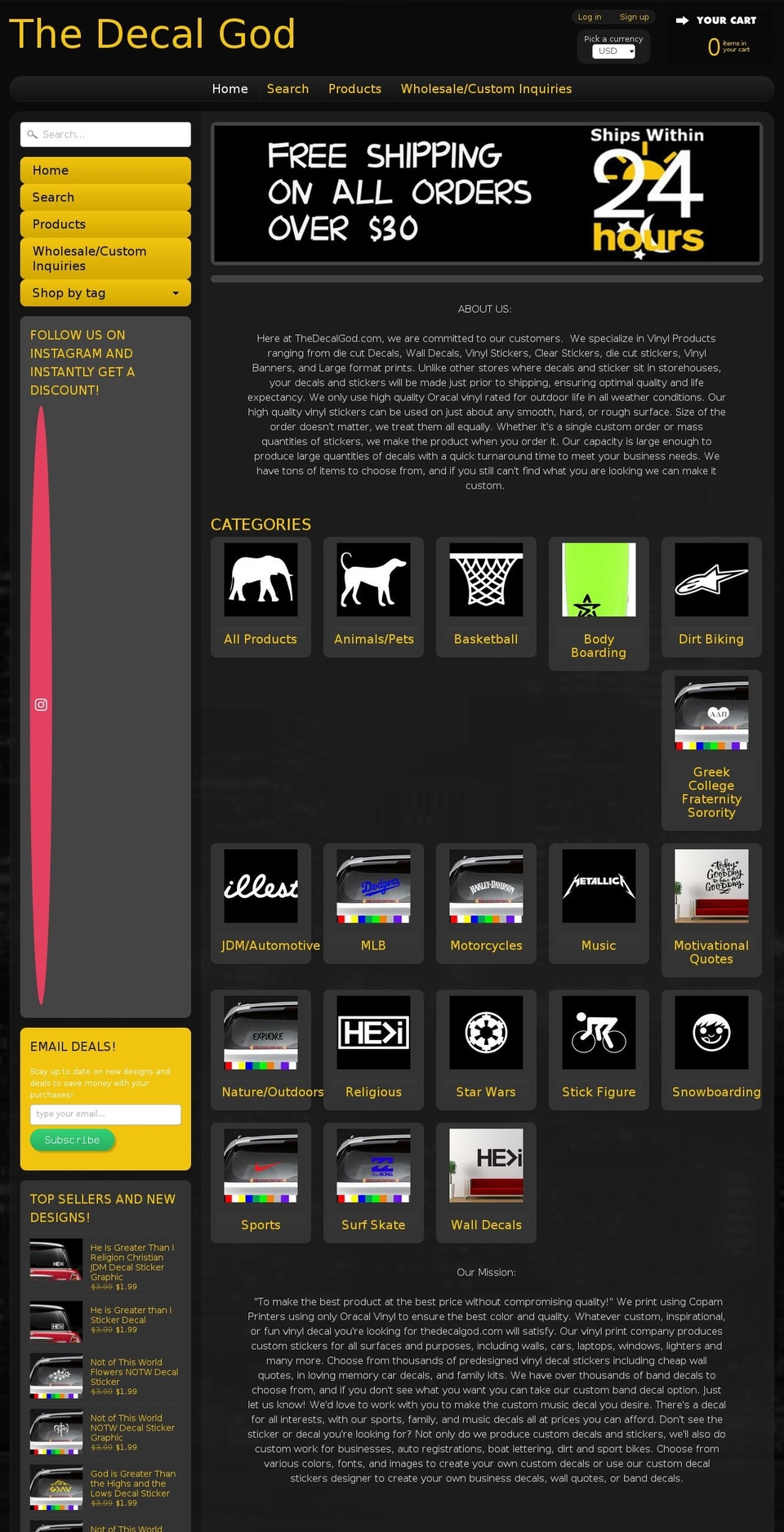 ocdecal.com shopify website screenshot