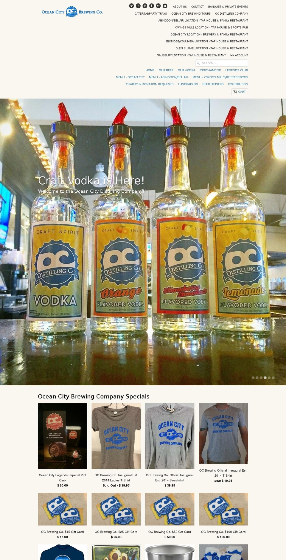 ocdistillingcompany.com shopify website screenshot