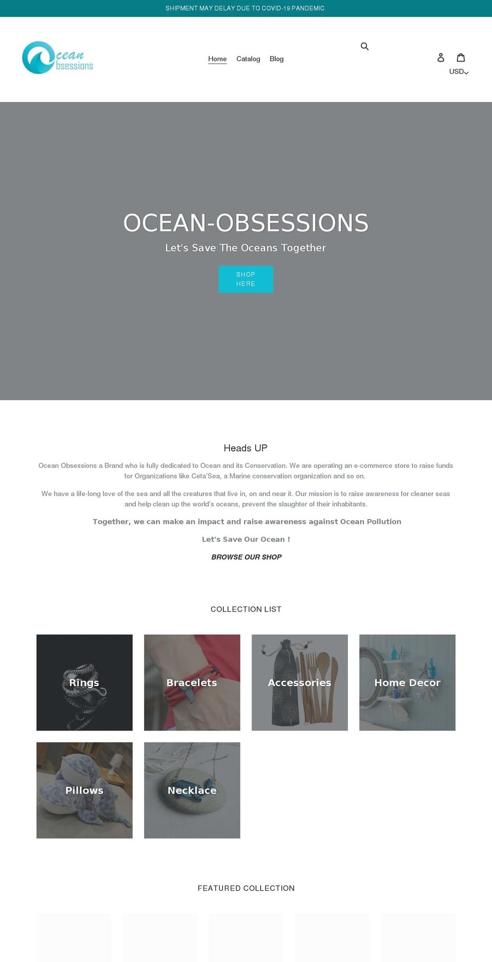 ocean-obsessions.com shopify website screenshot