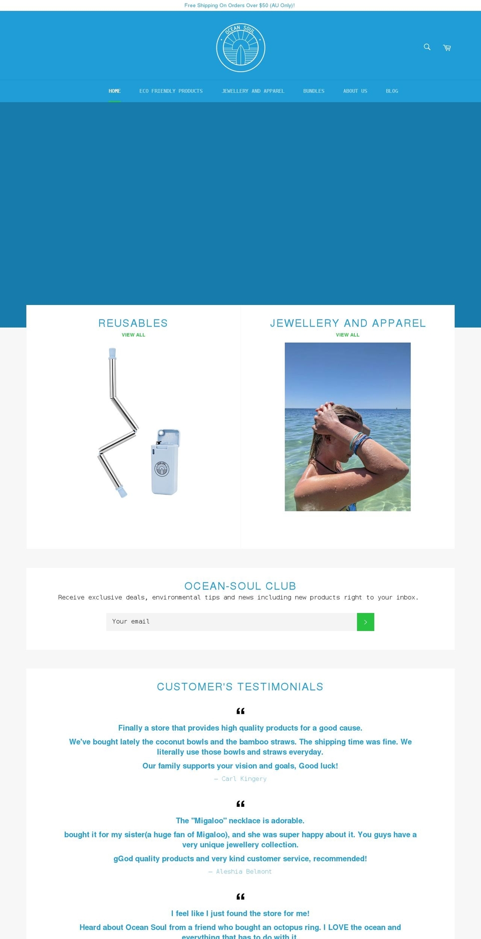 ocean-soul.com.au shopify website screenshot