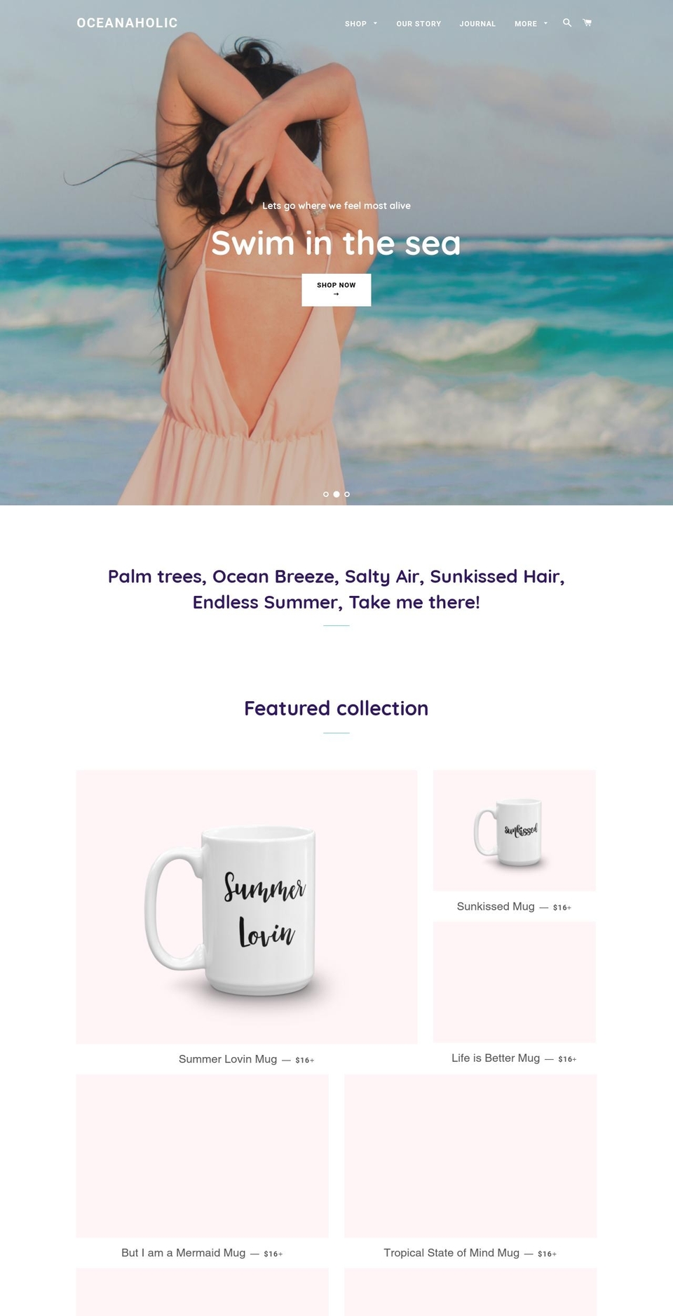 oceanaholic.com — Shopify storefront screenshot