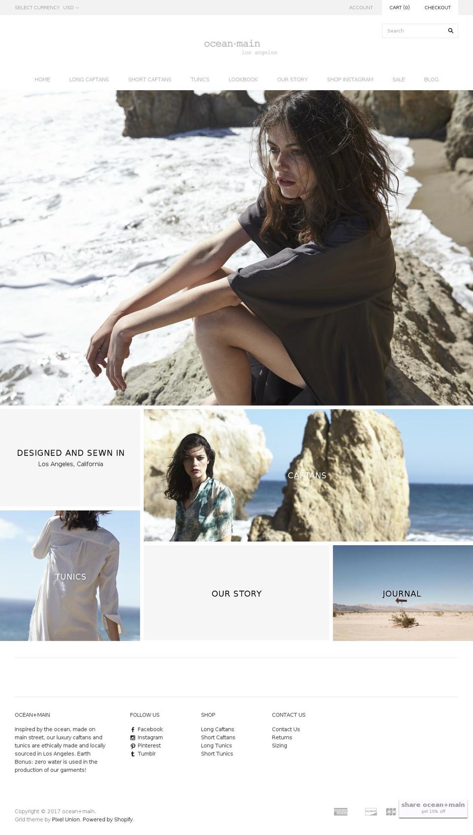 oceanandmain.com shopify website screenshot