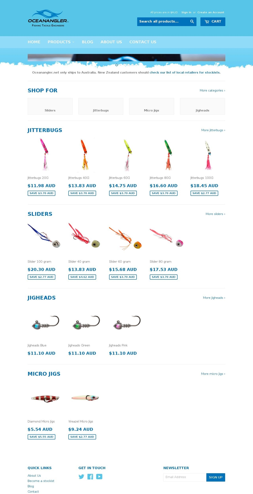 oceanangler.net shopify website screenshot