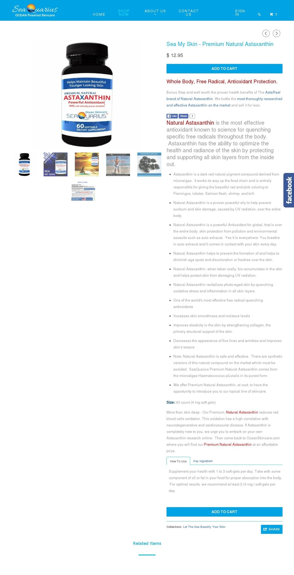 oceanantioxidant.com shopify website screenshot