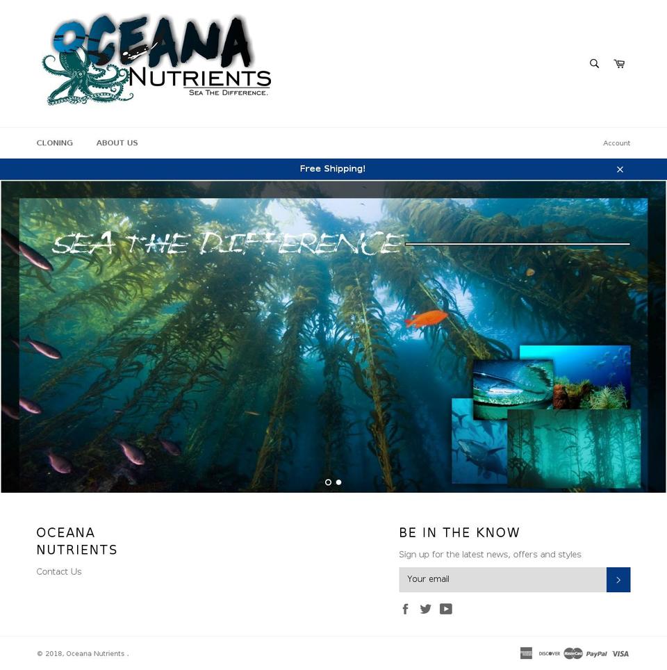 oceananutrients.com — Shopify storefront screenshot