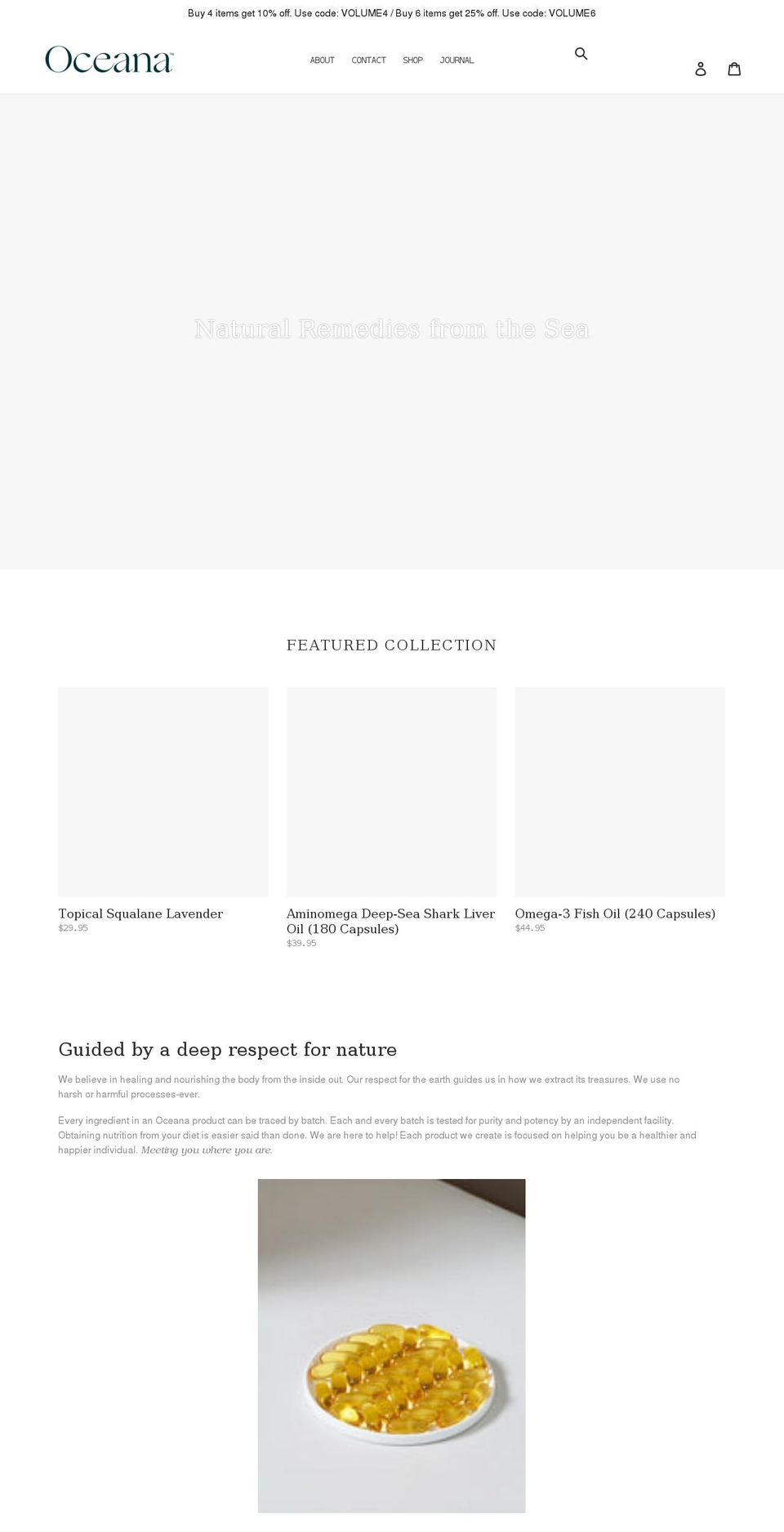 oceanaproducts.com shopify website screenshot