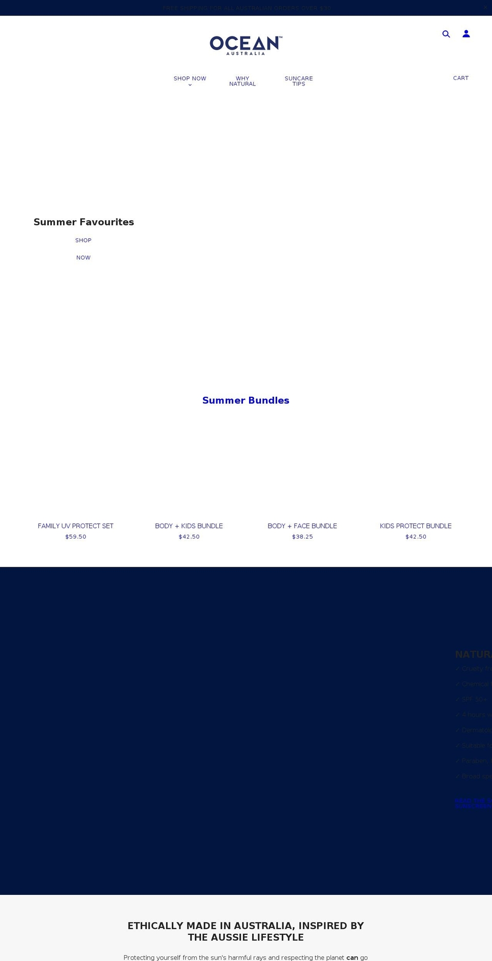 oceanaustralia.com.au shopify website screenshot