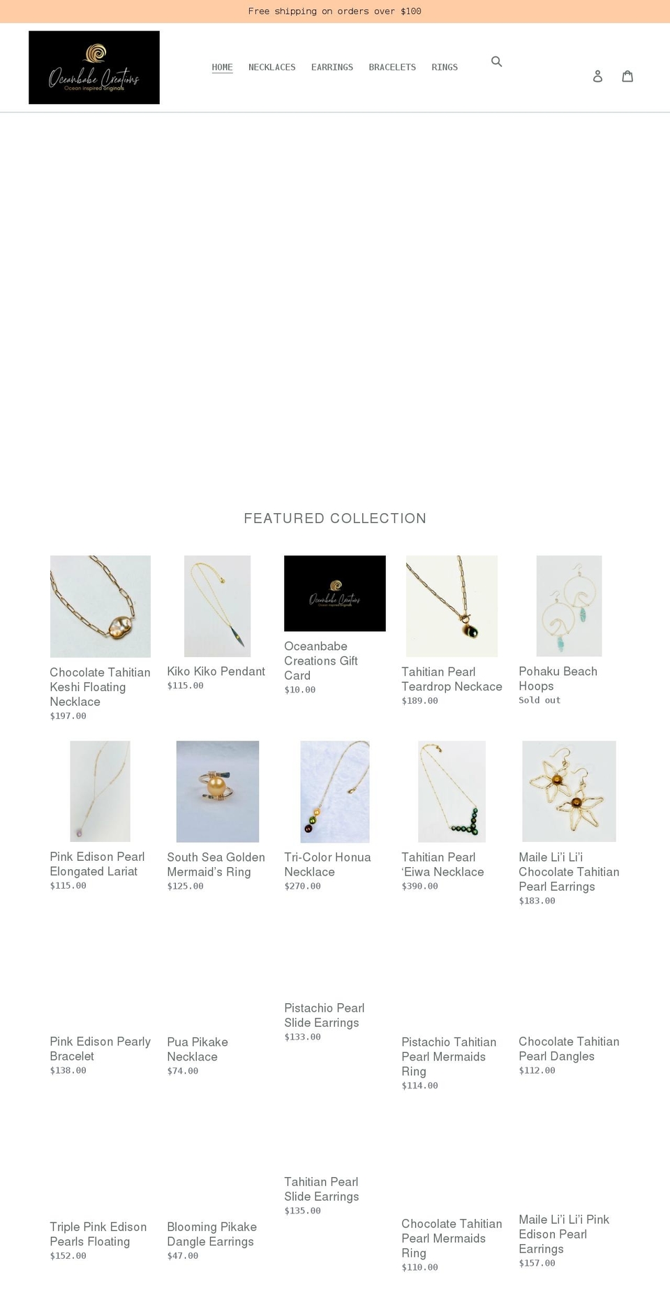 oceanbabecreations.com shopify website screenshot