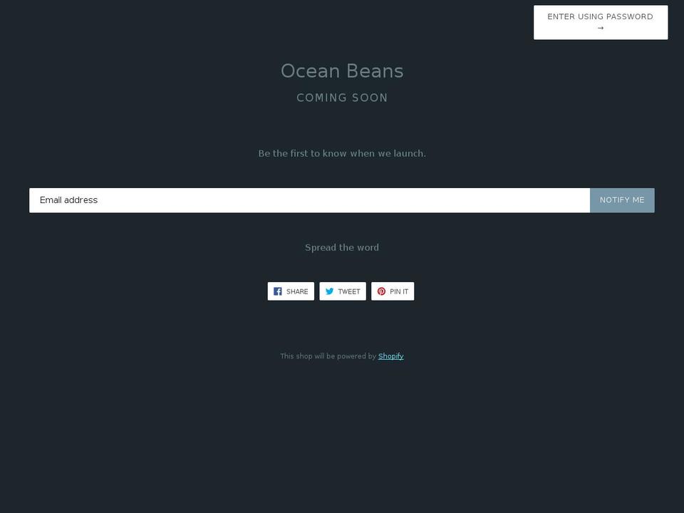 oceanbeans.com — Shopify storefront screenshot