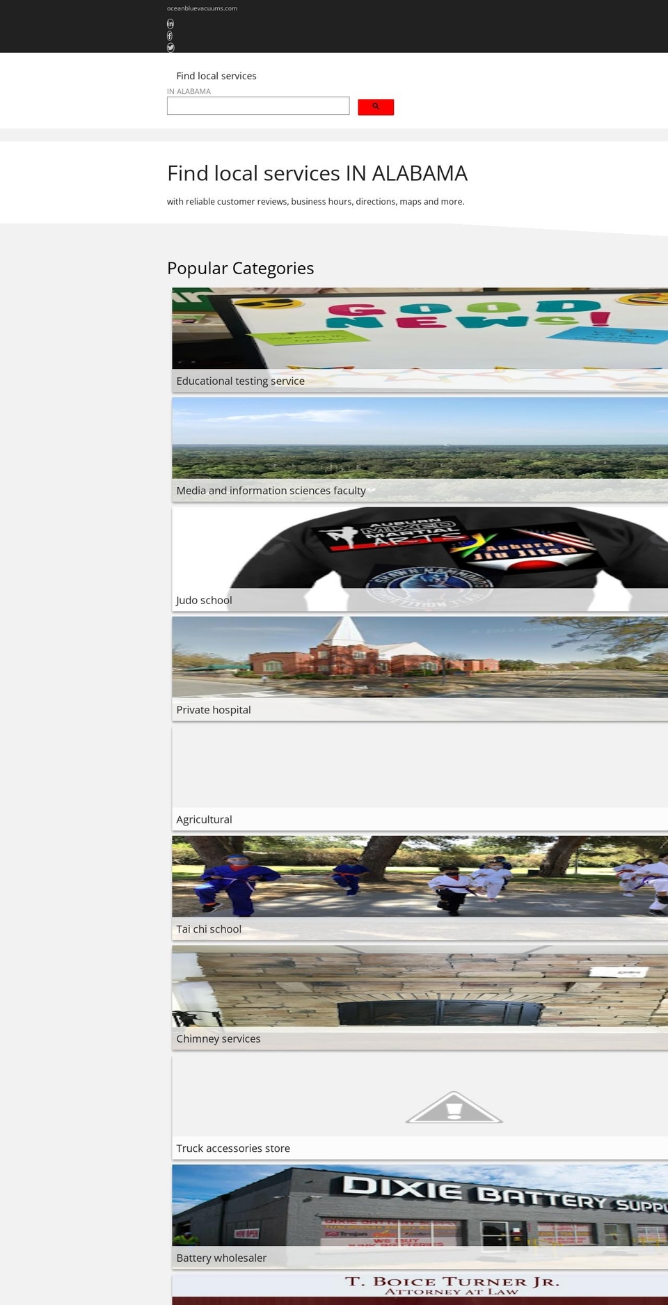 oceanbluevacuums.com — Shopify storefront screenshot