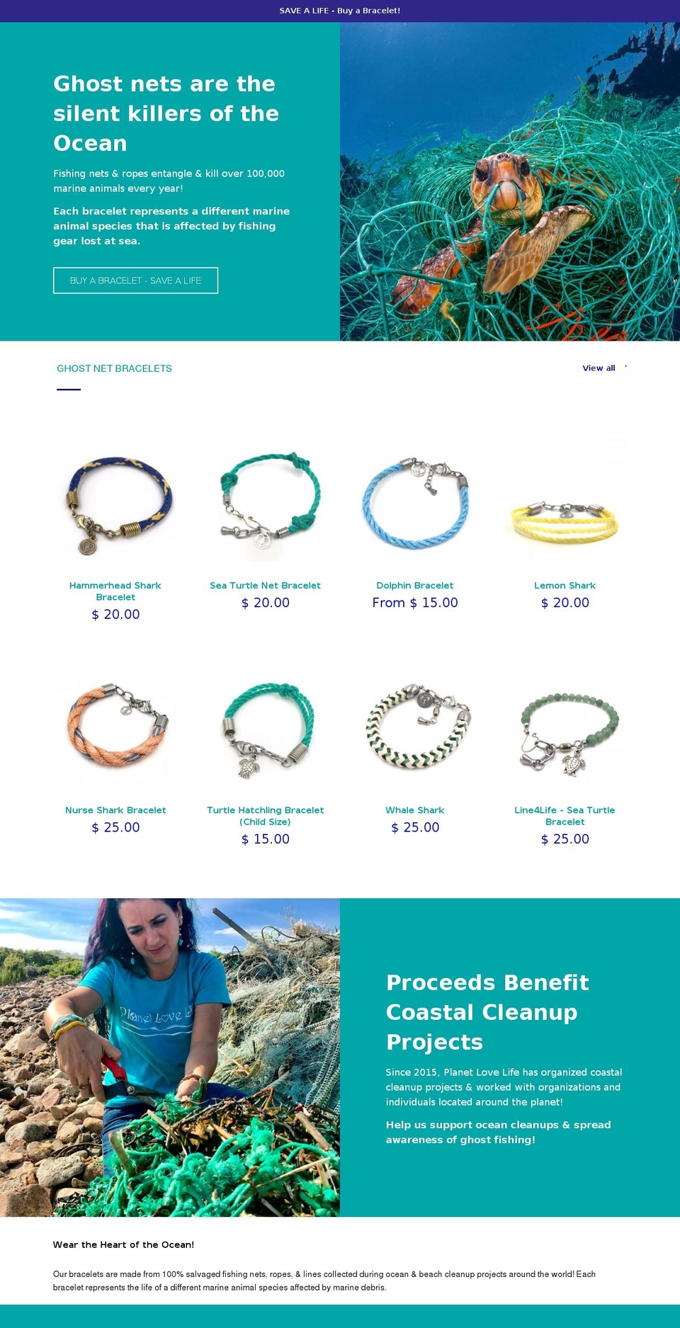 oceanbracelet.com — Shopify storefront screenshot