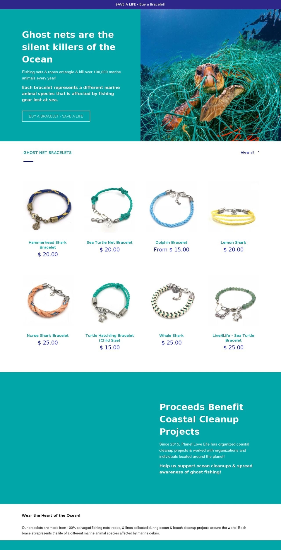 oceanbracelets.com — Shopify storefront screenshot