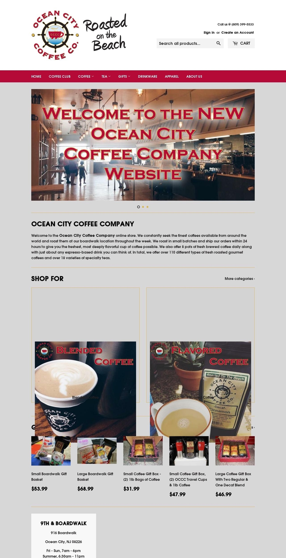 Drop Shopify theme site example oceancitycoffee.com