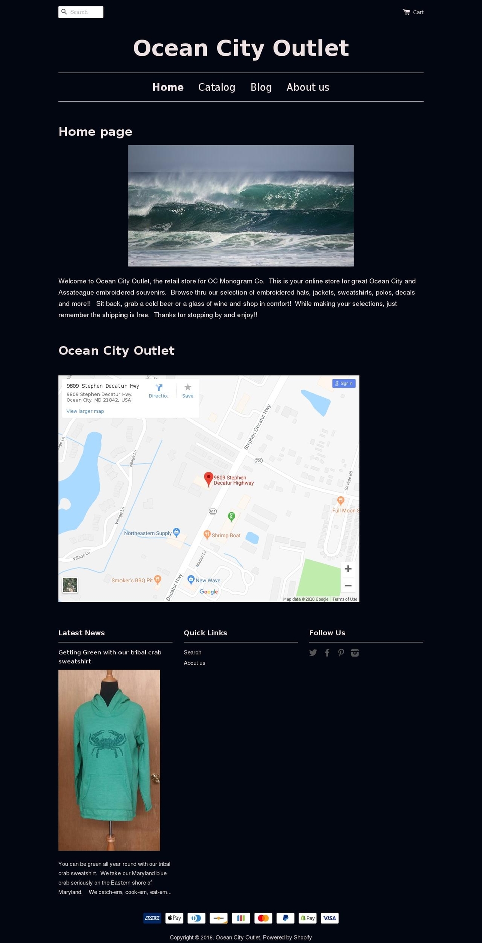 oceancityoutlet.com — Shopify storefront screenshot