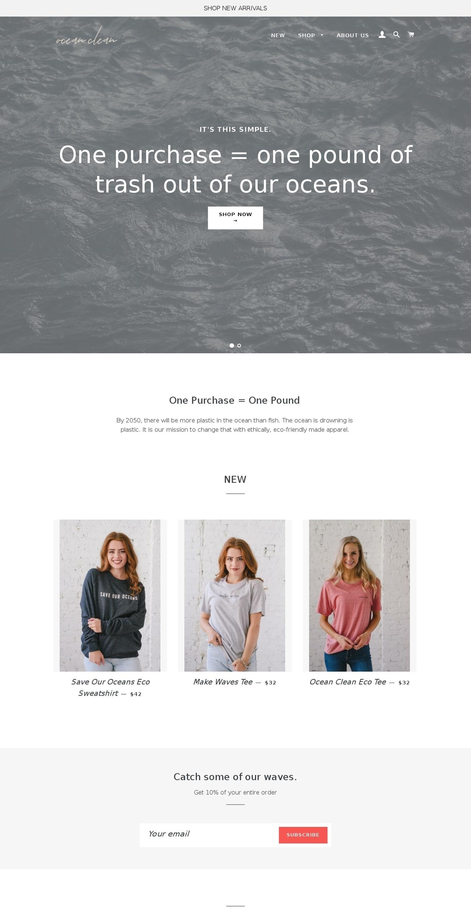 oceancleanapparel.com shopify website screenshot