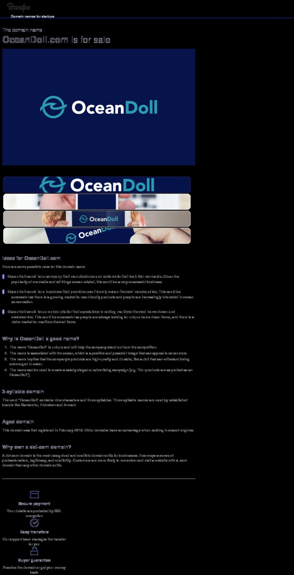oceandoll.com — Shopify storefront screenshot