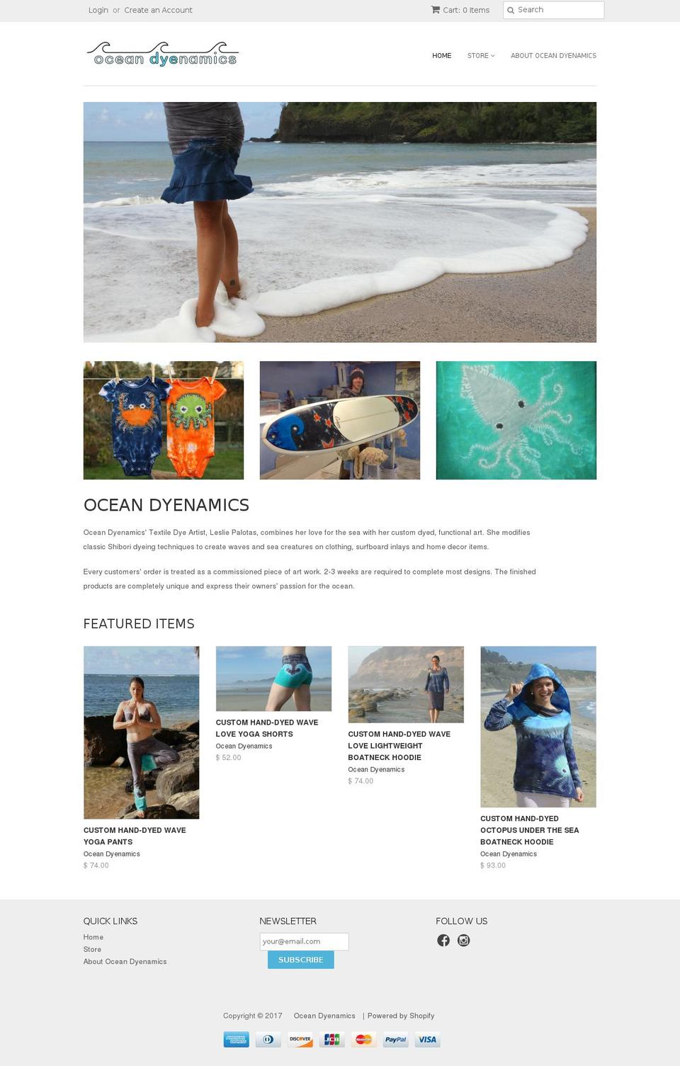 oceandyenamics.com shopify website screenshot