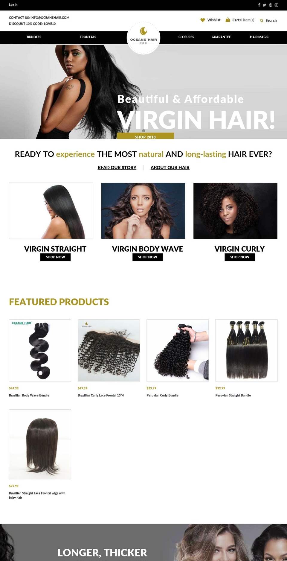 new-theme Shopify theme site example oceanehair.com