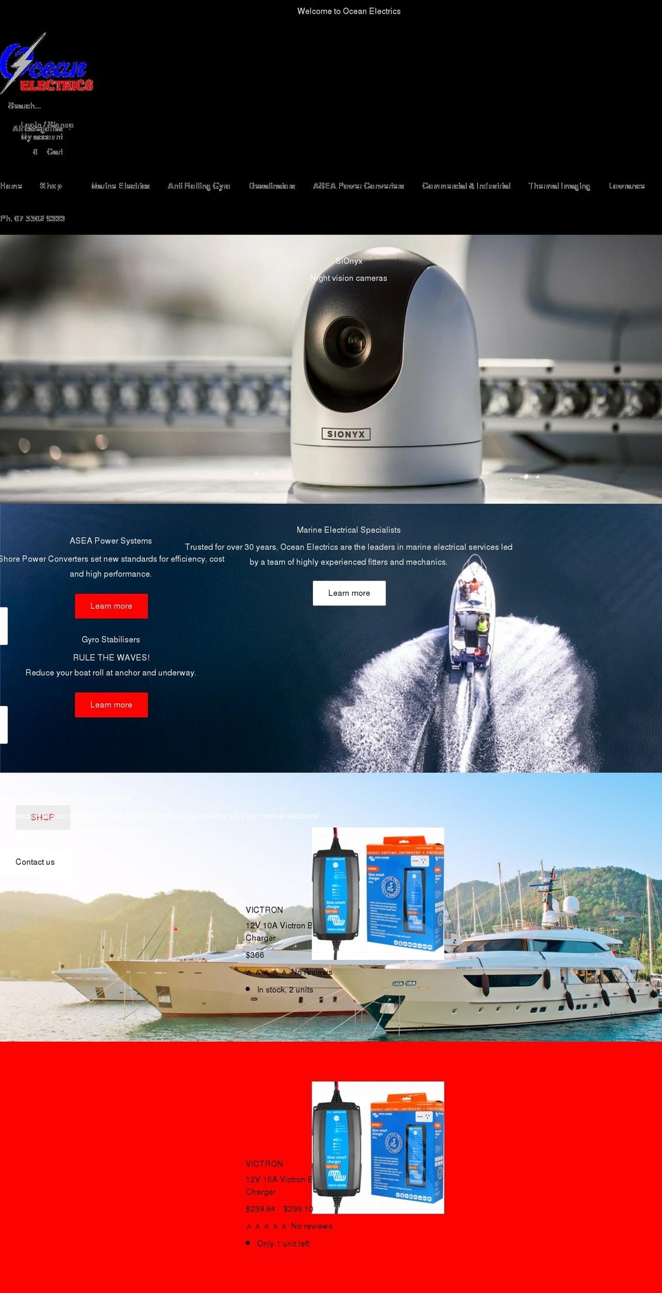 oceanelectrics.com.au shopify website screenshot