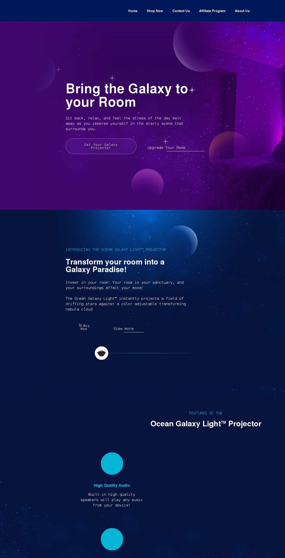 oceangalaxylight.com shopify website screenshot