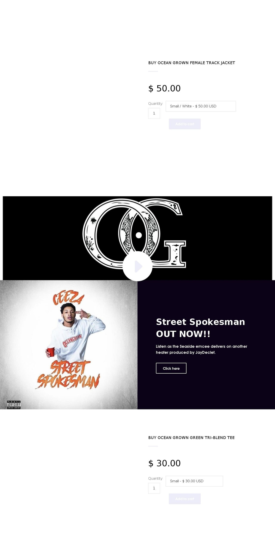 oceangrown.ca shopify website screenshot
